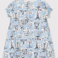 POPLIN PARIS PRINT DRESS