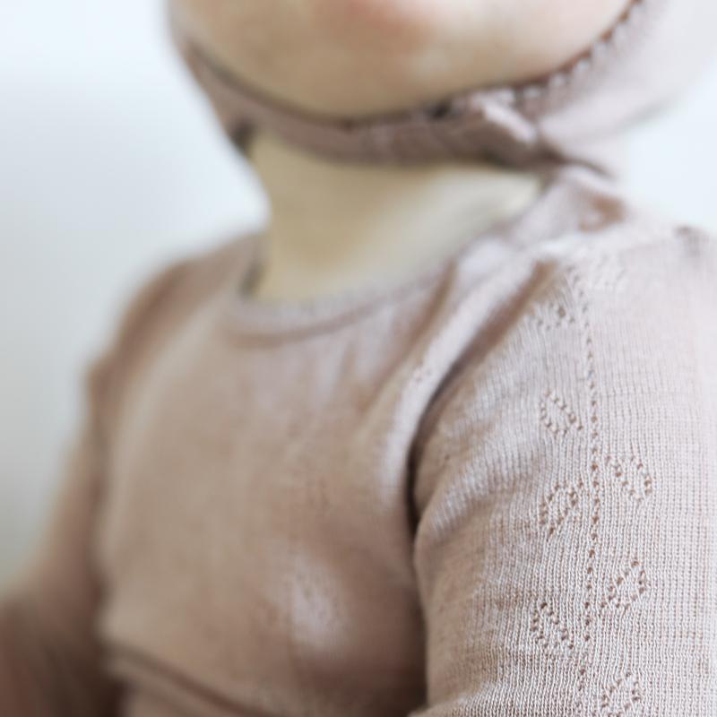 HOODY WOOL POINTELLE BURNT ROSE