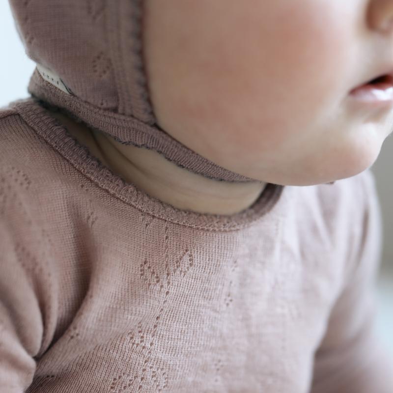 HOODY WOOL POINTELLE BURNT ROSE